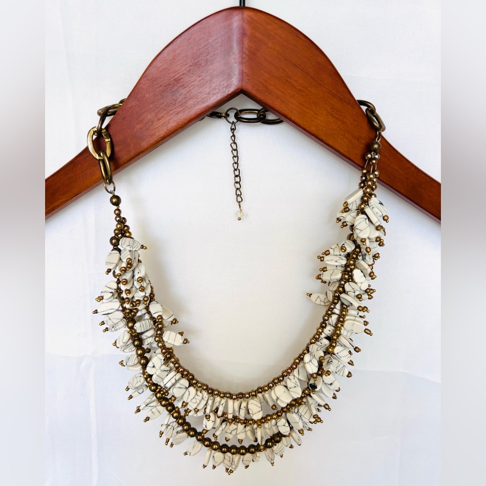 Gold & White Matinee Necklace